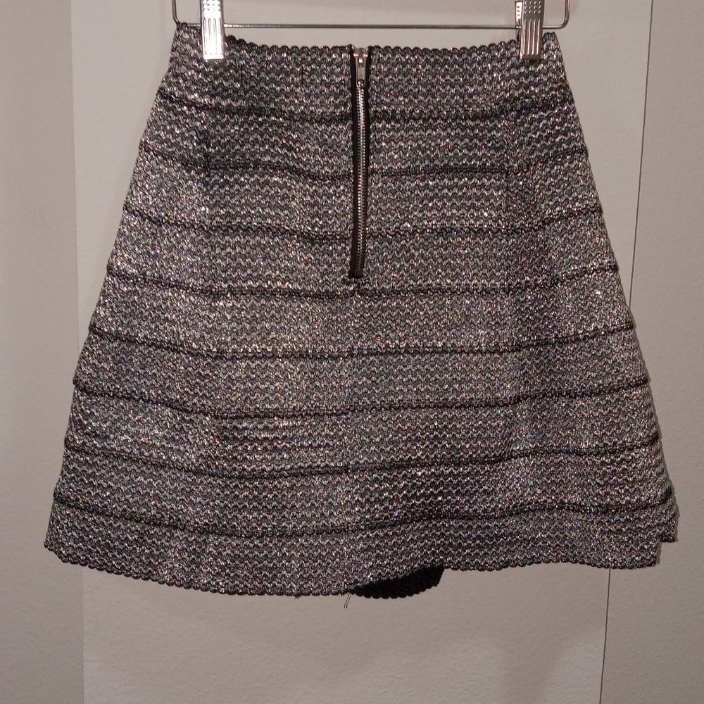 SOLD Anthropologie Ginger G metallic silver and black threading mini skirt - Picture 3 of 5